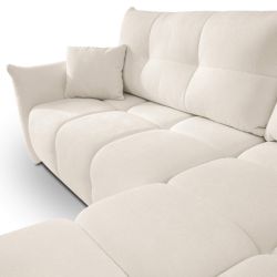 Canapé d'angle convertible et réversible COMO 4 places tissu chenille écru