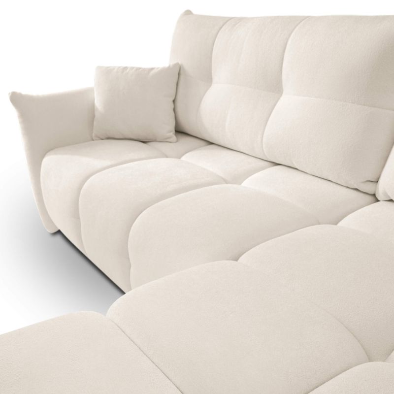 Canapé d'angle convertible et réversible COMO 4 places tissu chenille écru