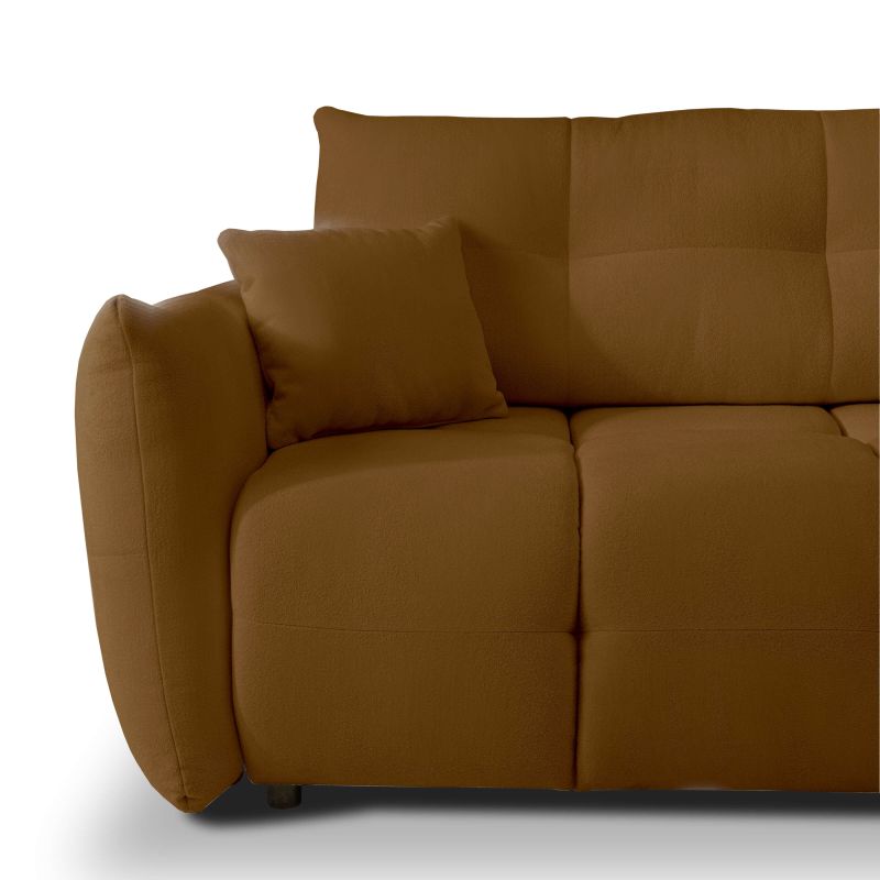 Canapé d'angle convertible et réversible COMO 4 places tissu chenille cognac