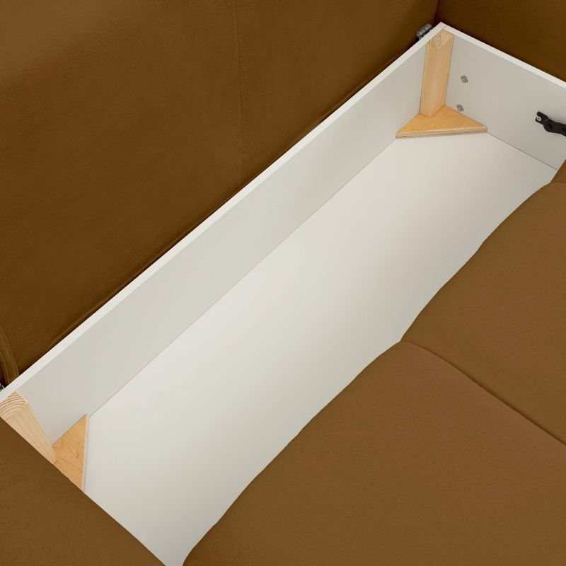 Canapé d'angle convertible et réversible COMO 4 places tissu chenille cognac