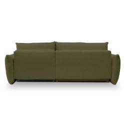 Canapé d'angle convertible et réversible COMO 4 places tissu chenille vert kaki