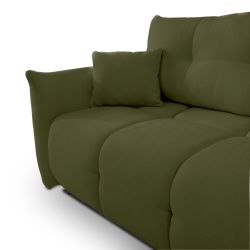 Canapé d'angle convertible et réversible COMO 4 places tissu chenille vert kaki