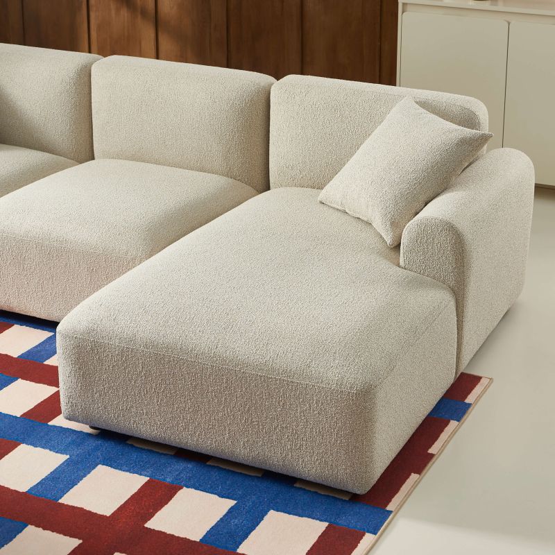 Canapé d'angle droit CORELA fixe tissu beige 4 places
