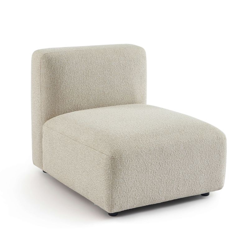 Canapé d'angle droit CORELA fixe tissu beige 4 places