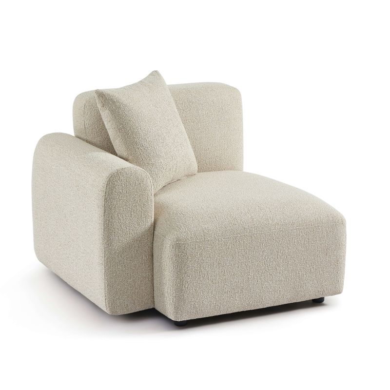 Canapé d'angle droit CORELA fixe tissu beige 4 places