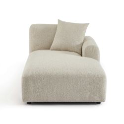 Canapé d'angle droit CORELA fixe tissu beige 4 places