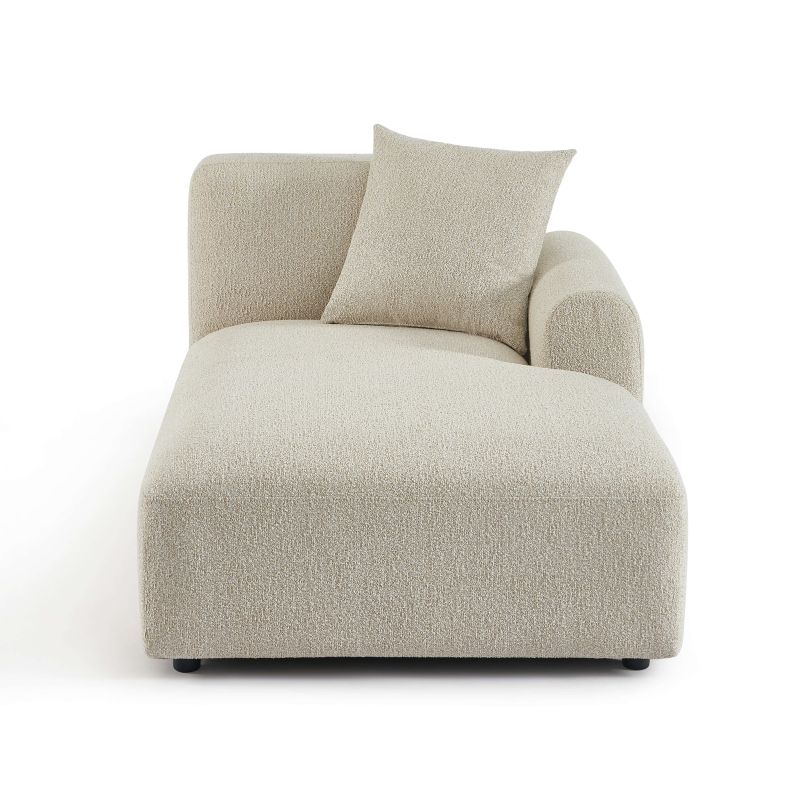 Canapé d'angle droit CORELA fixe tissu beige 4 places