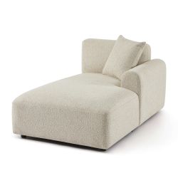 Canapé d'angle droit CORELA fixe tissu beige 4 places