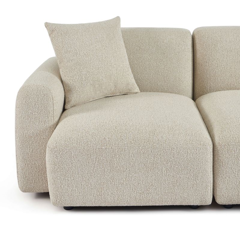 Canapé d'angle droit CORELA fixe tissu beige 4 places