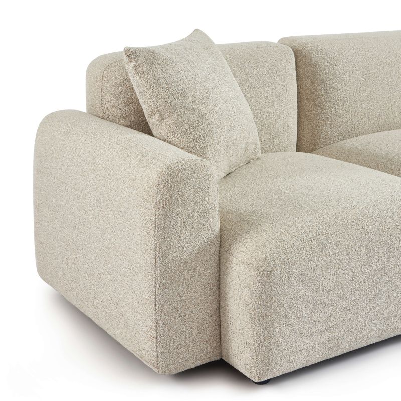 Canapé d'angle droit CORELA fixe tissu beige 4 places