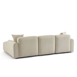 Canapé d'angle droit CORELA fixe tissu beige 4 places