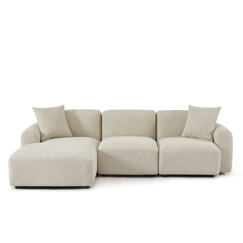 Canapé d'angle gauche CORELA fixe tissu beige 4 places