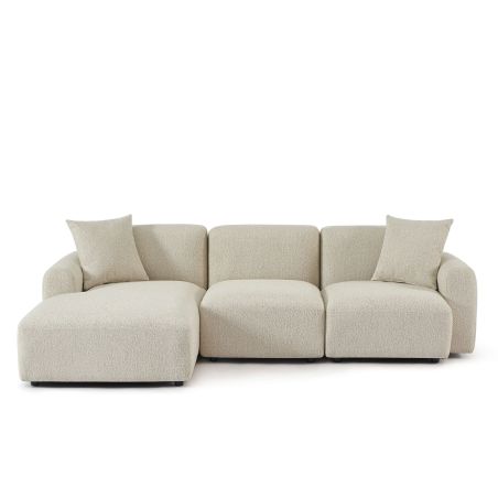 Canapé d'angle gauche CORELA fixe tissu beige 4 places