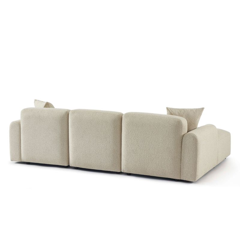 Canapé d'angle gauche CORELA fixe tissu beige 4 places