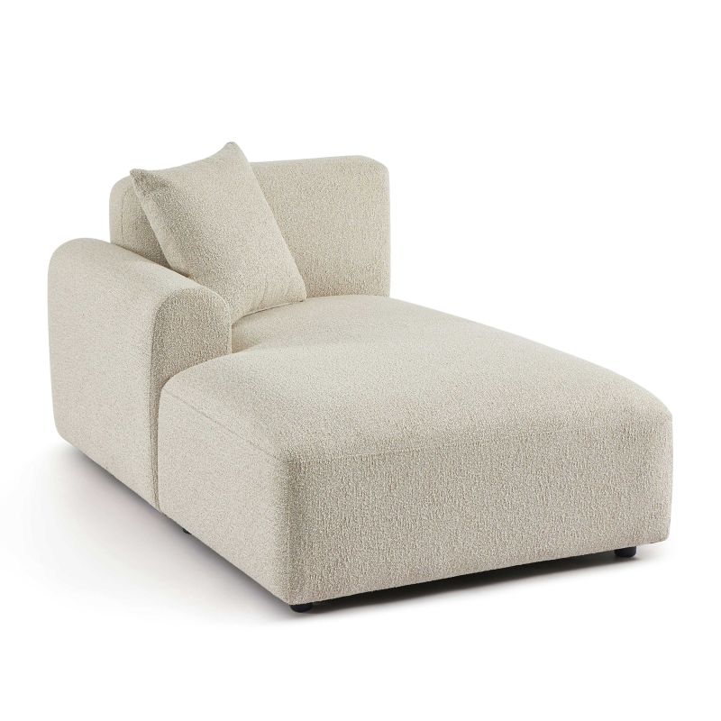 Canapé d'angle gauche CORELA fixe tissu beige 4 places
