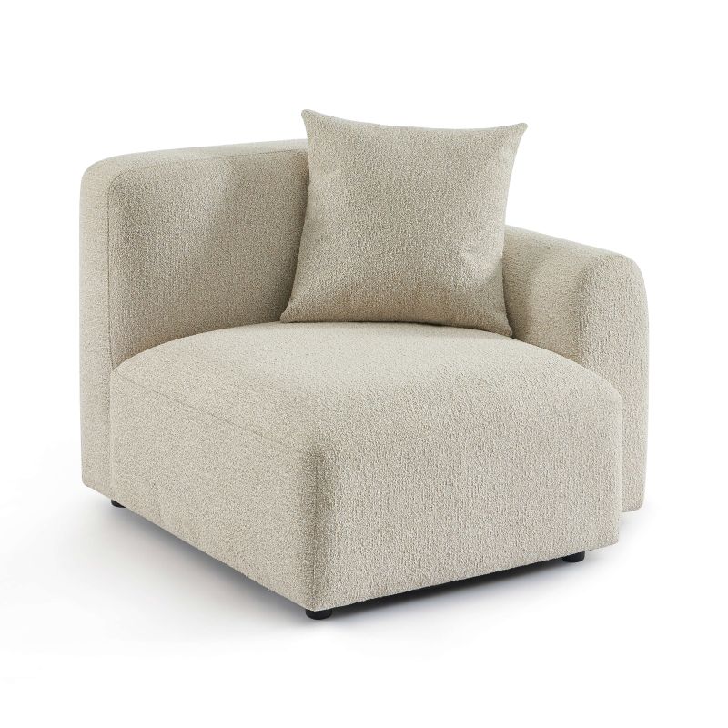 Canapé d'angle gauche CORELA fixe tissu beige 4 places