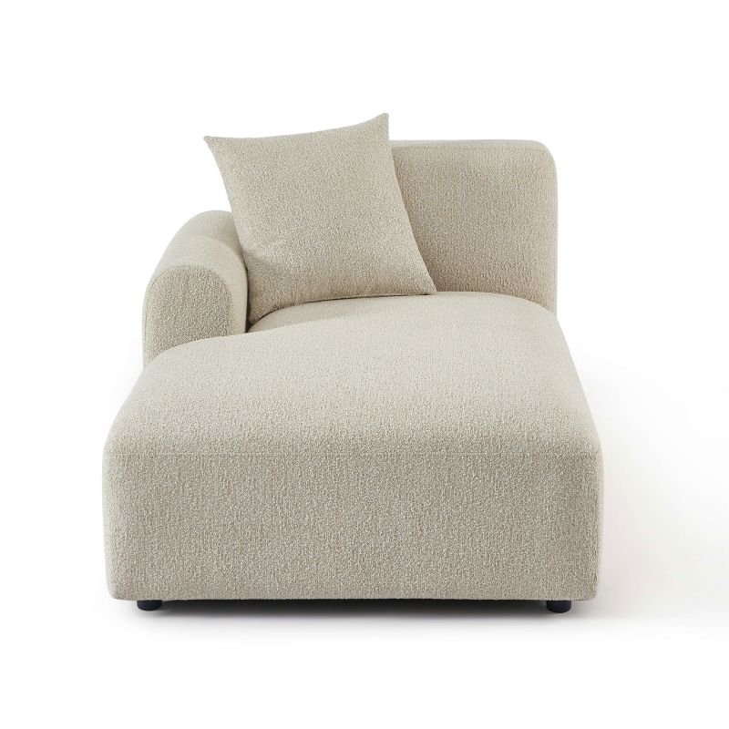 Canapé d'angle gauche CORELA fixe tissu beige 4 places