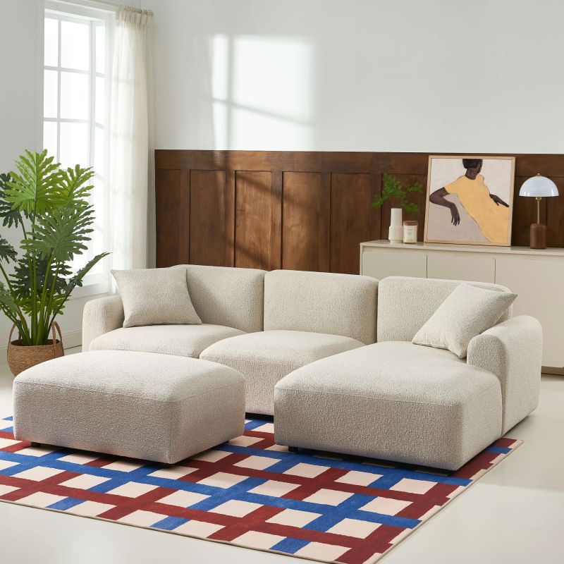 Pouf CORELA tissu beige 1 place