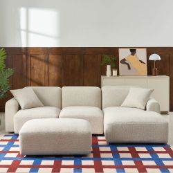 Pouf CORELA tissu beige 1 place