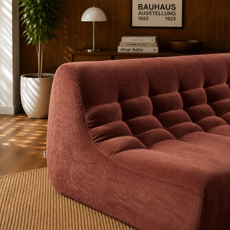Banquette JANIS modulable 2 places velours bordeaux