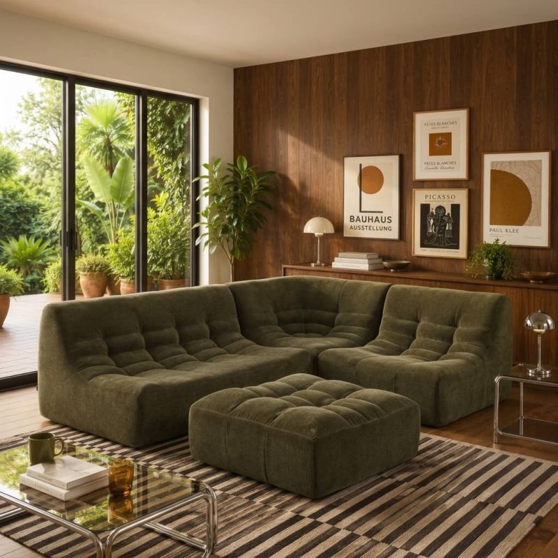 Banquette JANIS modulable 2 places velours vert