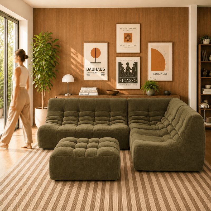 Banquette JANIS modulable 2 places velours vert