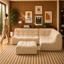 Banquette JANIS modulable 2 places velours beige