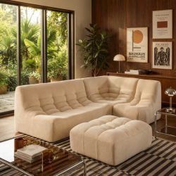 Banquette JANIS modulable 2 places velours beige