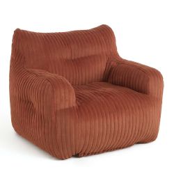Pouf LUFFY velours côtelé terracotta