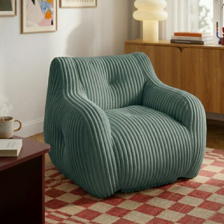 Pouf LUFFY velours côtelé vert