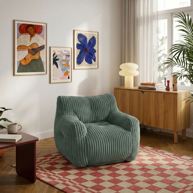 Pouf LUFFY velours côtelé vert