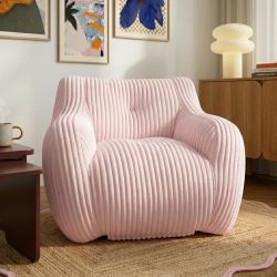 Pouf LUFFY velours côtelé rose