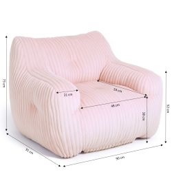 Pouf LUFFY velours côtelé rose