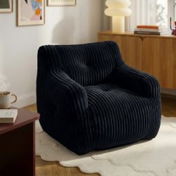 Pouf LUFFY velours côtelé noir