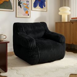 Pouf LUFFY velours côtelé noir