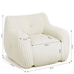 Pouf LUFFY velours côtelé beige