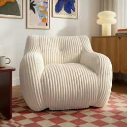 Pouf LUFFY velours côtelé beige