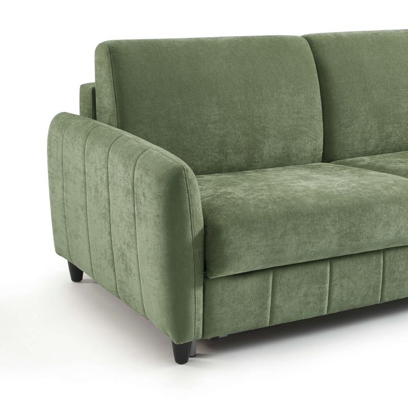 Canapé droit express ORNOA 3 places tissu vert