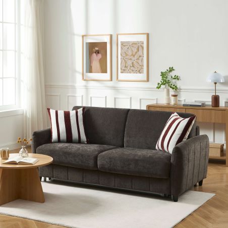 Canapé droit express ORNOA 3 places tissu anthracite