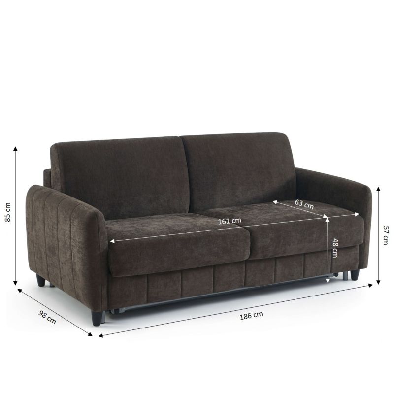 Canapé droit express ORNOA 3 places tissu anthracite