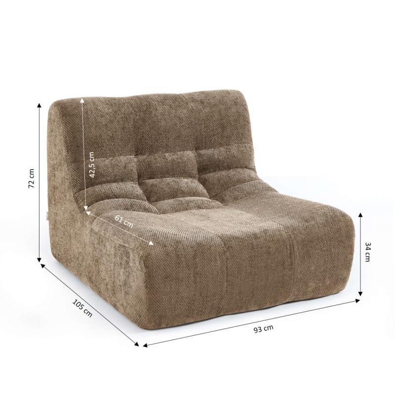 Chauffeuse JANIS modulable 1 place tissu chenille taupe