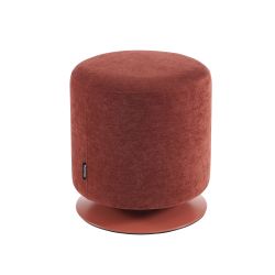 Pouf PANTONE tissu chenille terracotta et pied métal pivotant