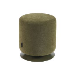 Pouf PANTONE tissu chenille vert olive et pied métal pivotant