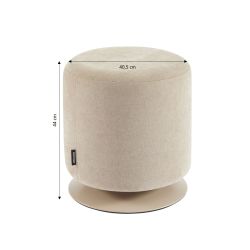 Pouf PANTONE tissu chenille taupe et pied métal pivotant