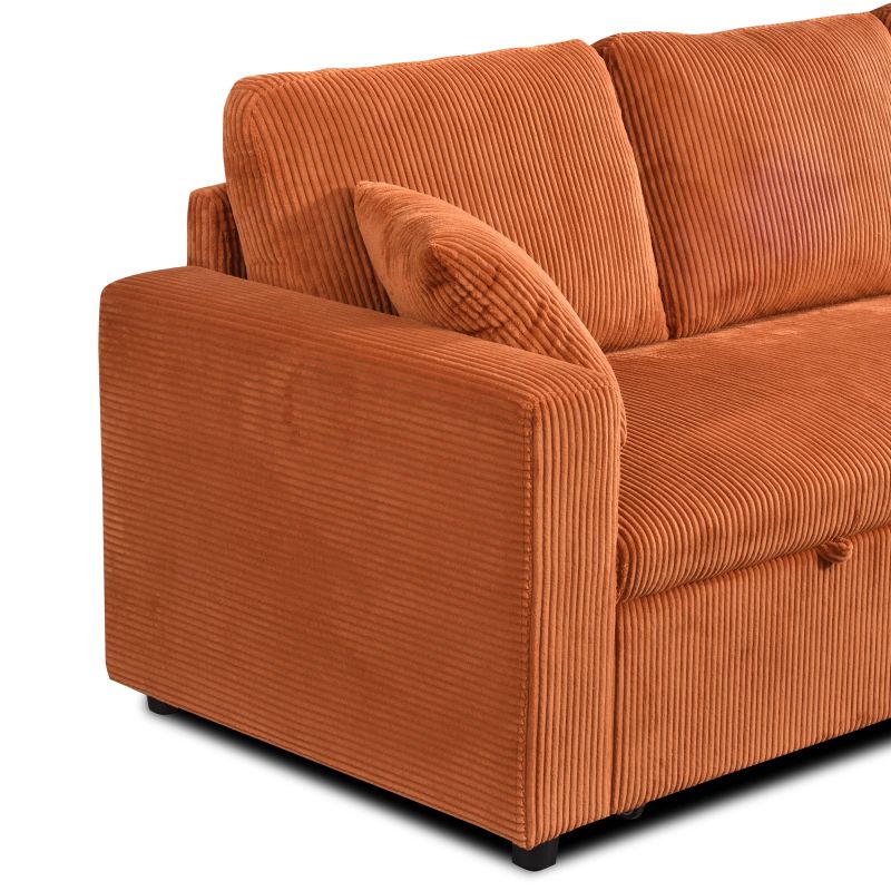 Canapé d'angle convertible et réversible ASPEN 4 places velours côtelé terracotta