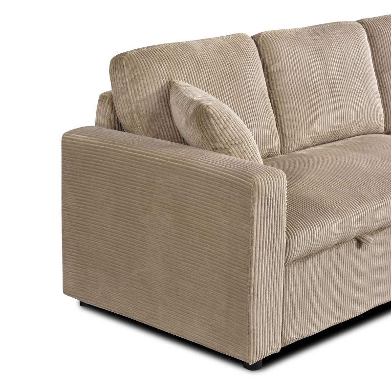 Canapé d'angle convertible et réversible ASPEN 4 places velours côtelé taupe