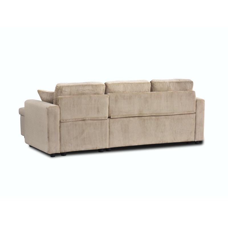 Canapé d'angle convertible et réversible ASPEN 4 places velours côtelé taupe
