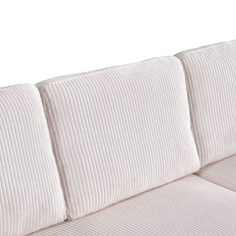 Canapé d'angle convertible et réversible ASPEN 4 places velours côtelé beige