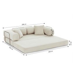 Canapé droit convertible et compressé HYPNOS déplimousse 3 places velours côtelé beige