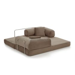 Canapé droit convertible et compressé HYPNOS déplimousse 3 places velours côtelé taupe